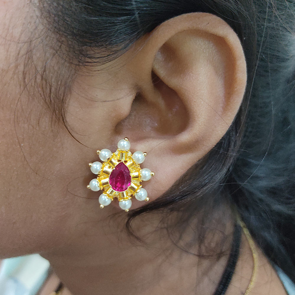 Maharashtrian Style Oval Shape Kudi Design Stud Earrings