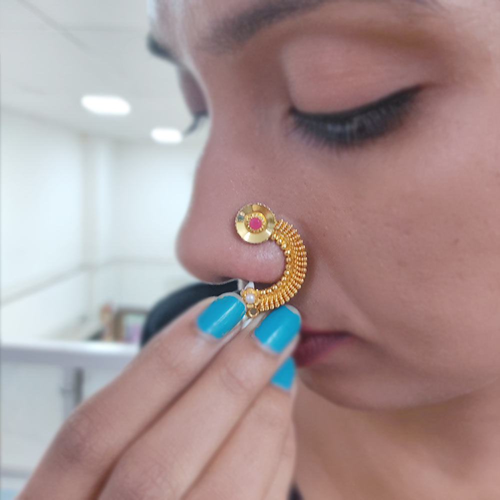 Small Real Gold Nose stud Solid 14K White CZ Indian nose ring Gold Scr –  Karizma Jewels