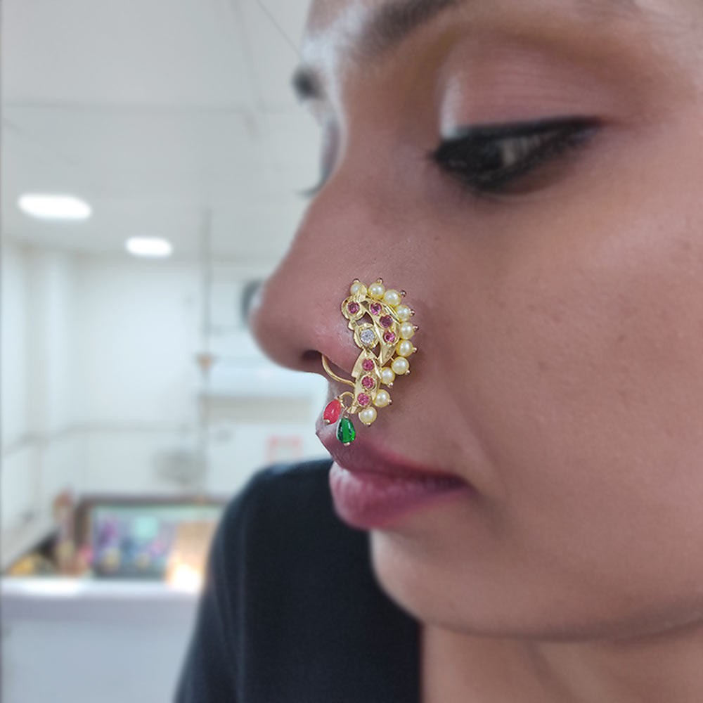 Nath clip Maharashtrian Nose Ring, Nath (Non Pierced) – Hayagi