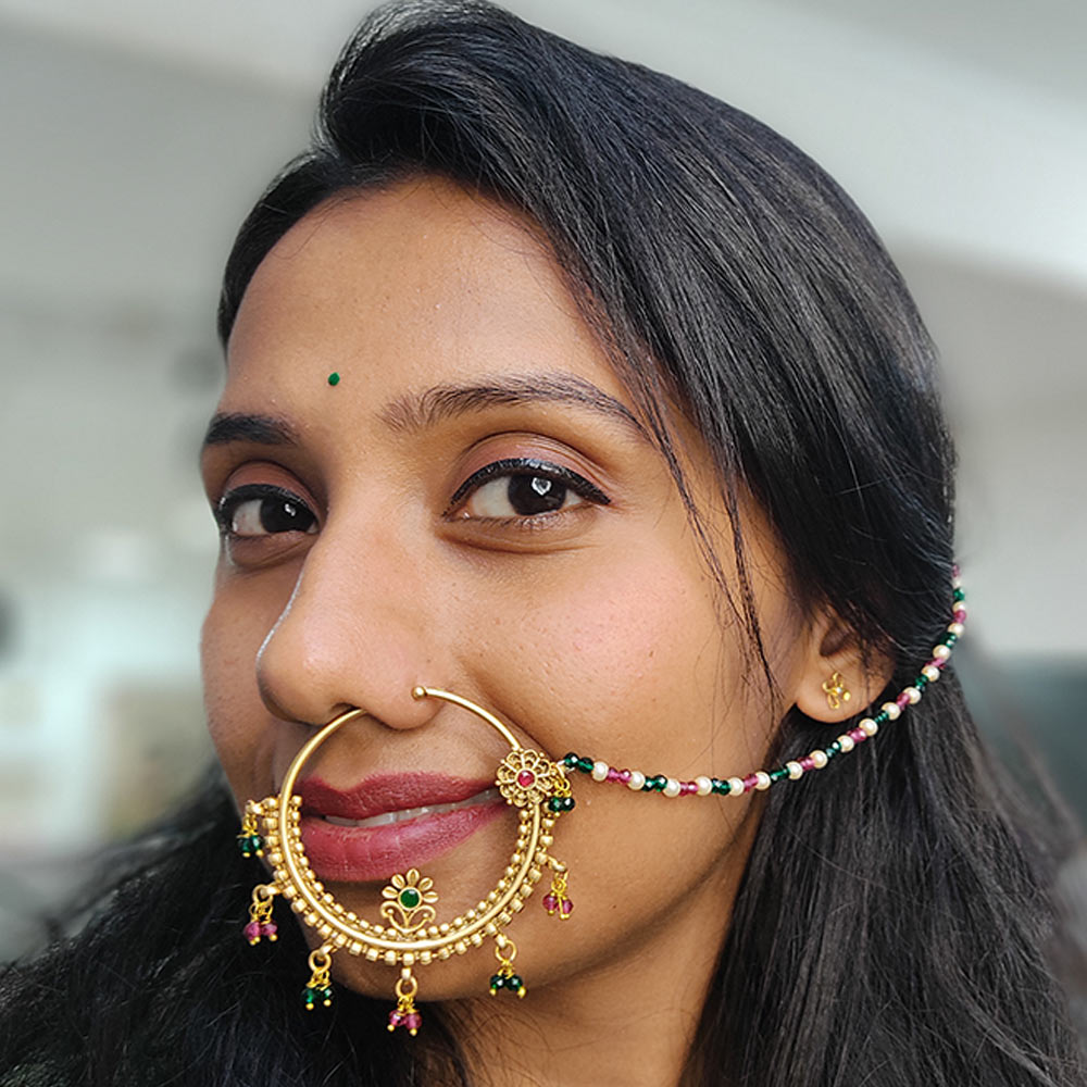 Buy THANU'S CRAFT Nosepin without Piercing Clip on Pressing type Nath nose  ring pin Stud for Women & Girls at Amazon.in