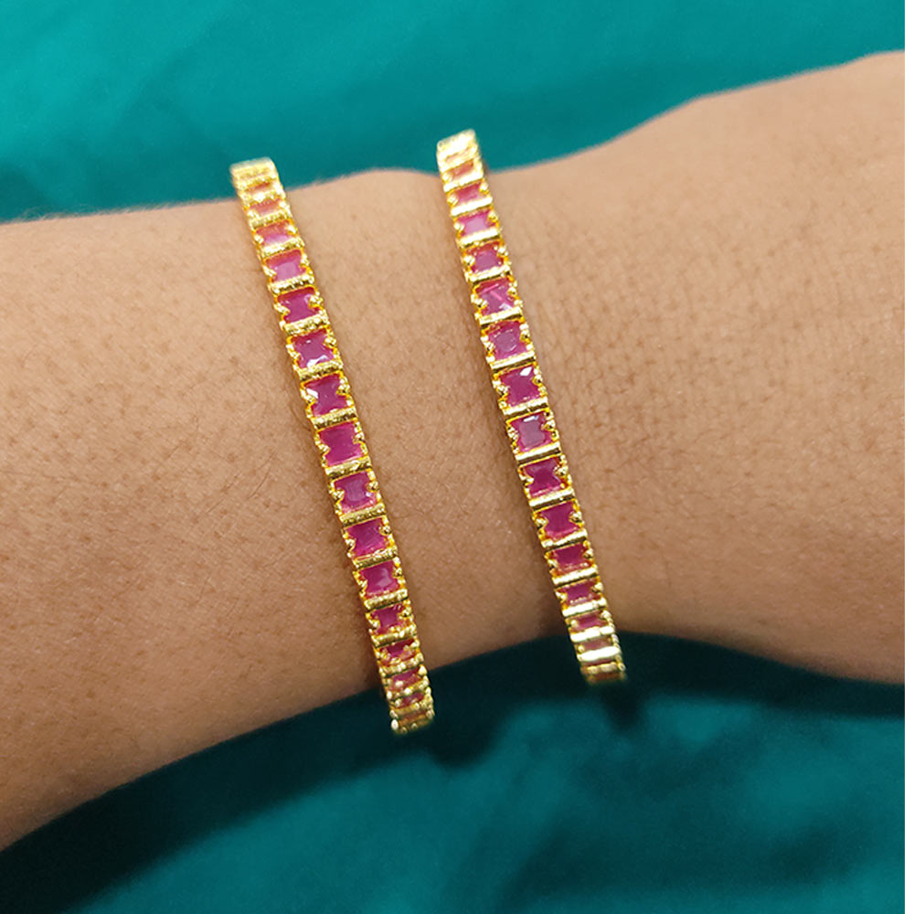 Pink Stoned Bangles 