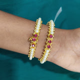 Indian Traditional Bangles Pearl Pink Stone