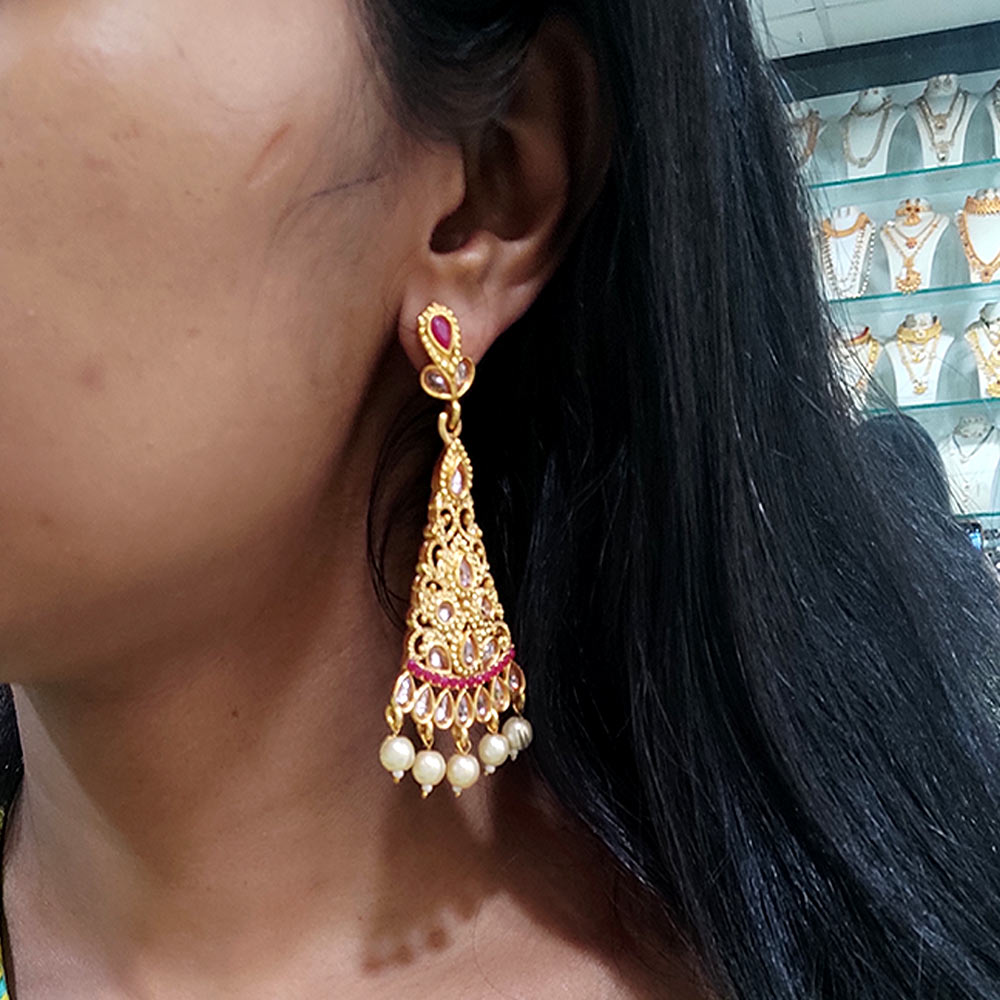 Dangler/Earrings For Indian Occasions Golden Toned