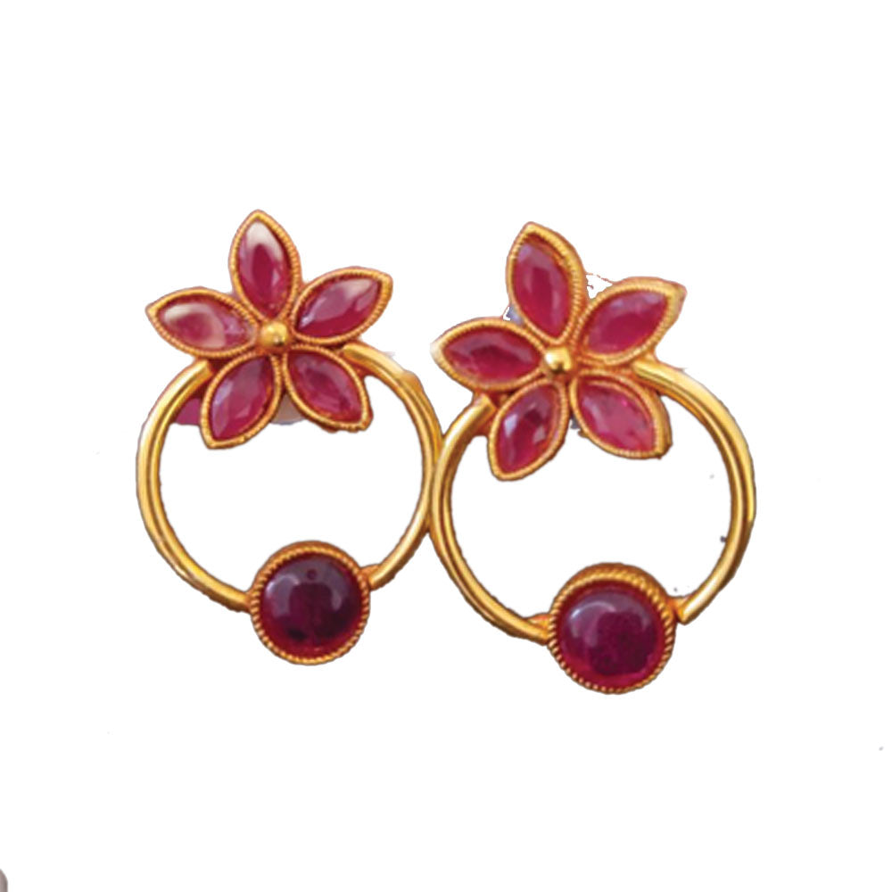 Geru Earrings- Ring Design Floral Studd Earrings