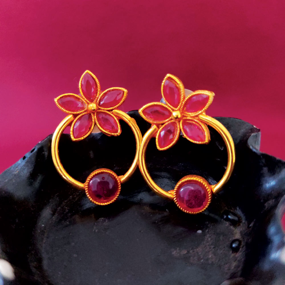 Geru Earrings- Ring Design Floral Studd Earrings