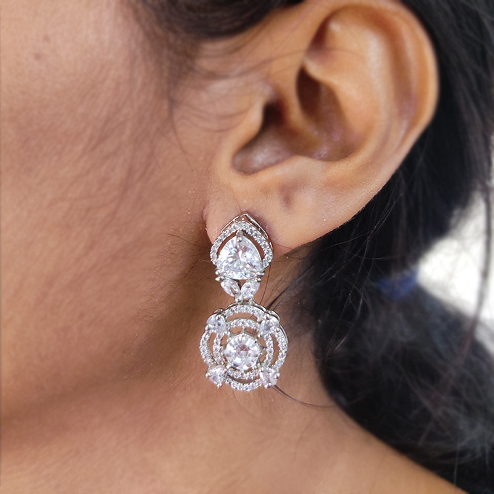 American Diamond Zircon Crystal Stones Earrings