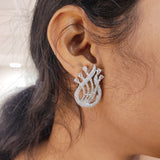 Unique Designer Earrings In Rhodium Toned