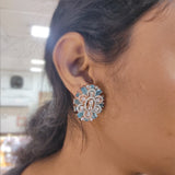 Rosegold AD Broad Studd/Tops In Blue Stones