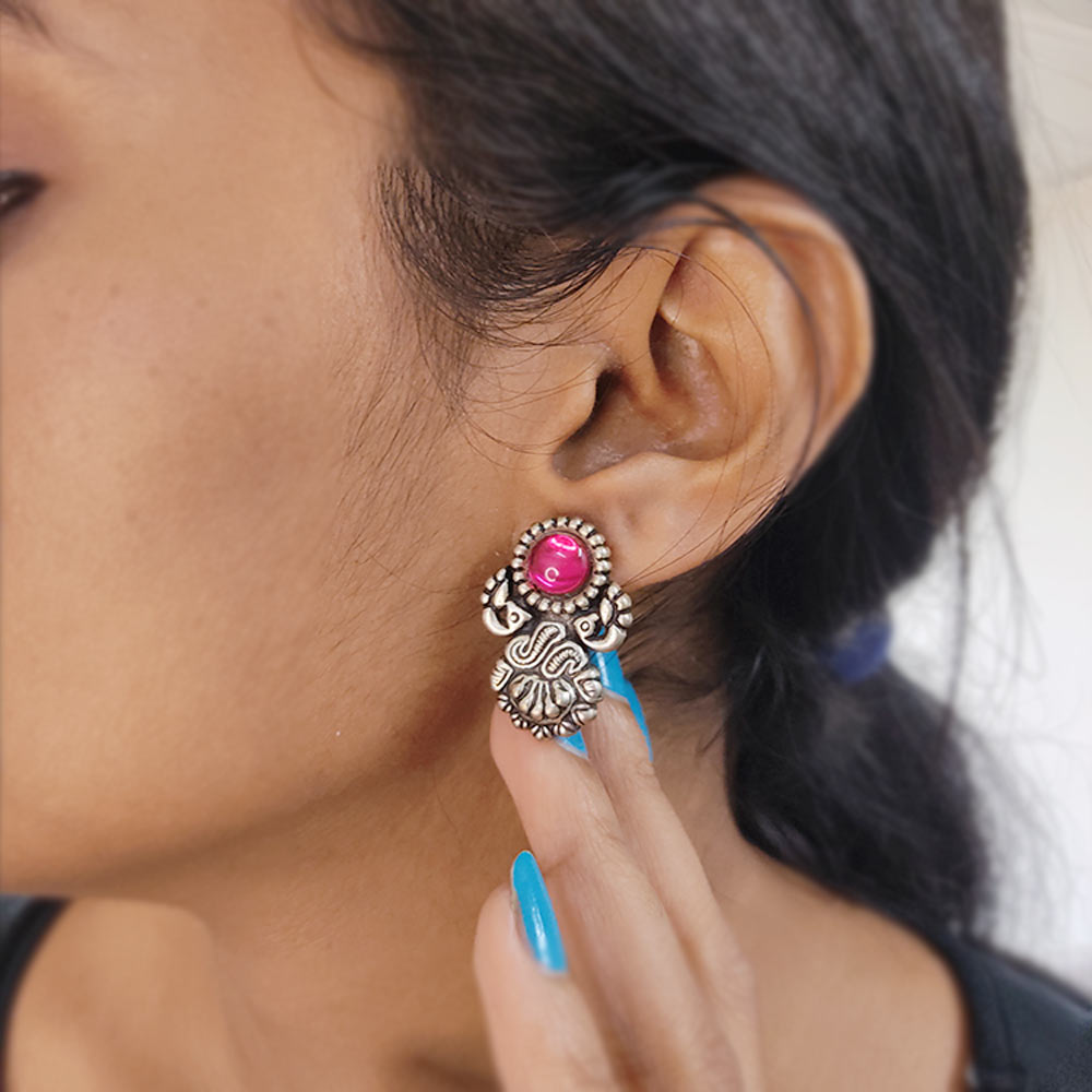 Oxidized Silver Lightweight Jhumka Jhumki Handmade Earrings, Rustic Wedding  Wear Colorful Danglers, Ethnic Boho Indian Jewelry Gift for Her - Etsy