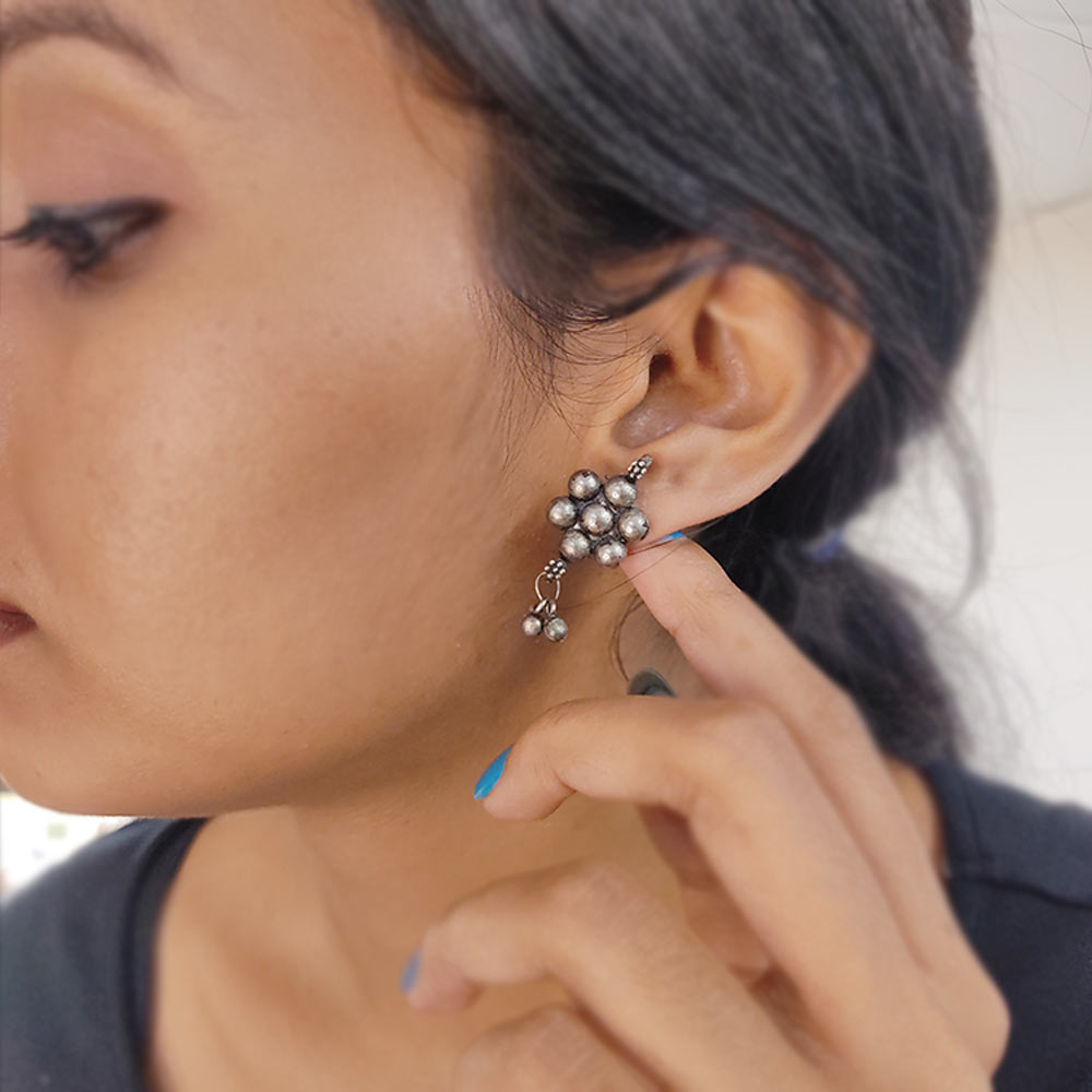 Online Authentic Design Oxidised Thushi Tops/ Earring