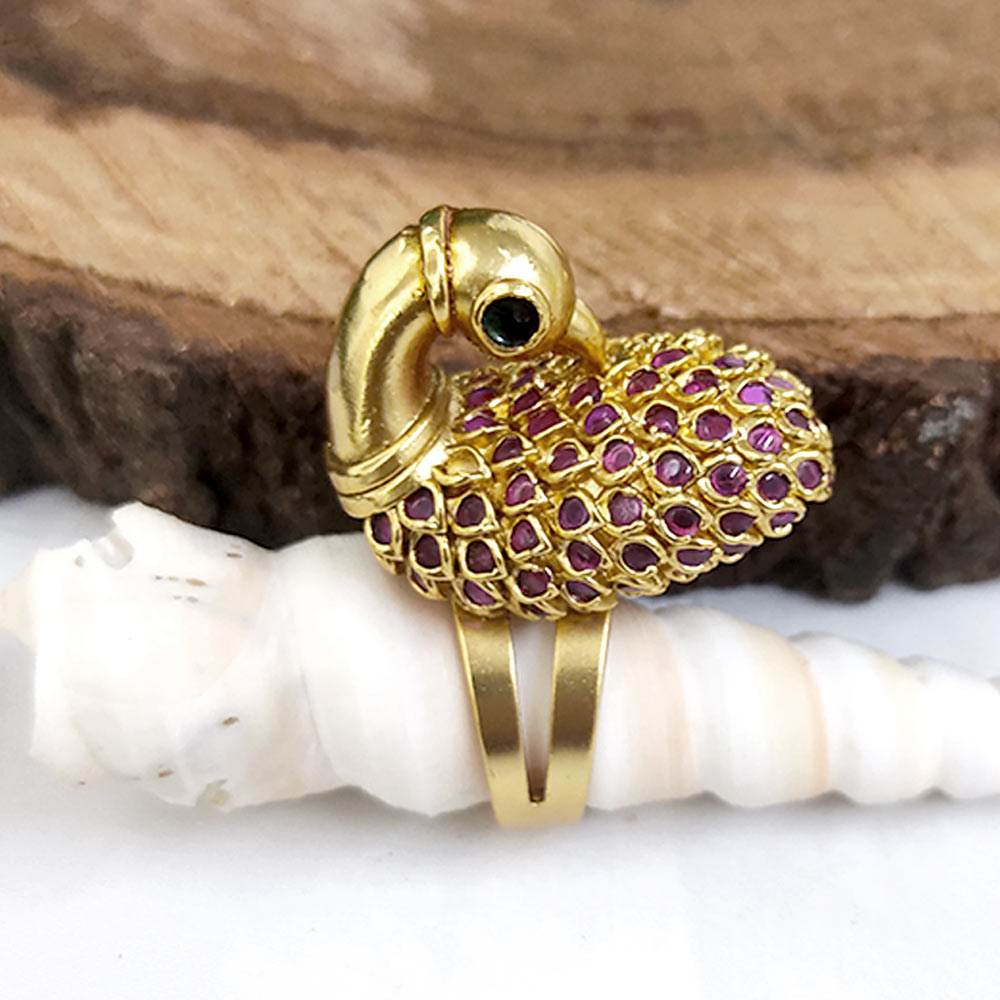 Stone Peacock Design Gold Ring 01-02 - SPE Gold