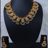Guttapusalu Peacock Design Pearl Necklace Golden Pendant