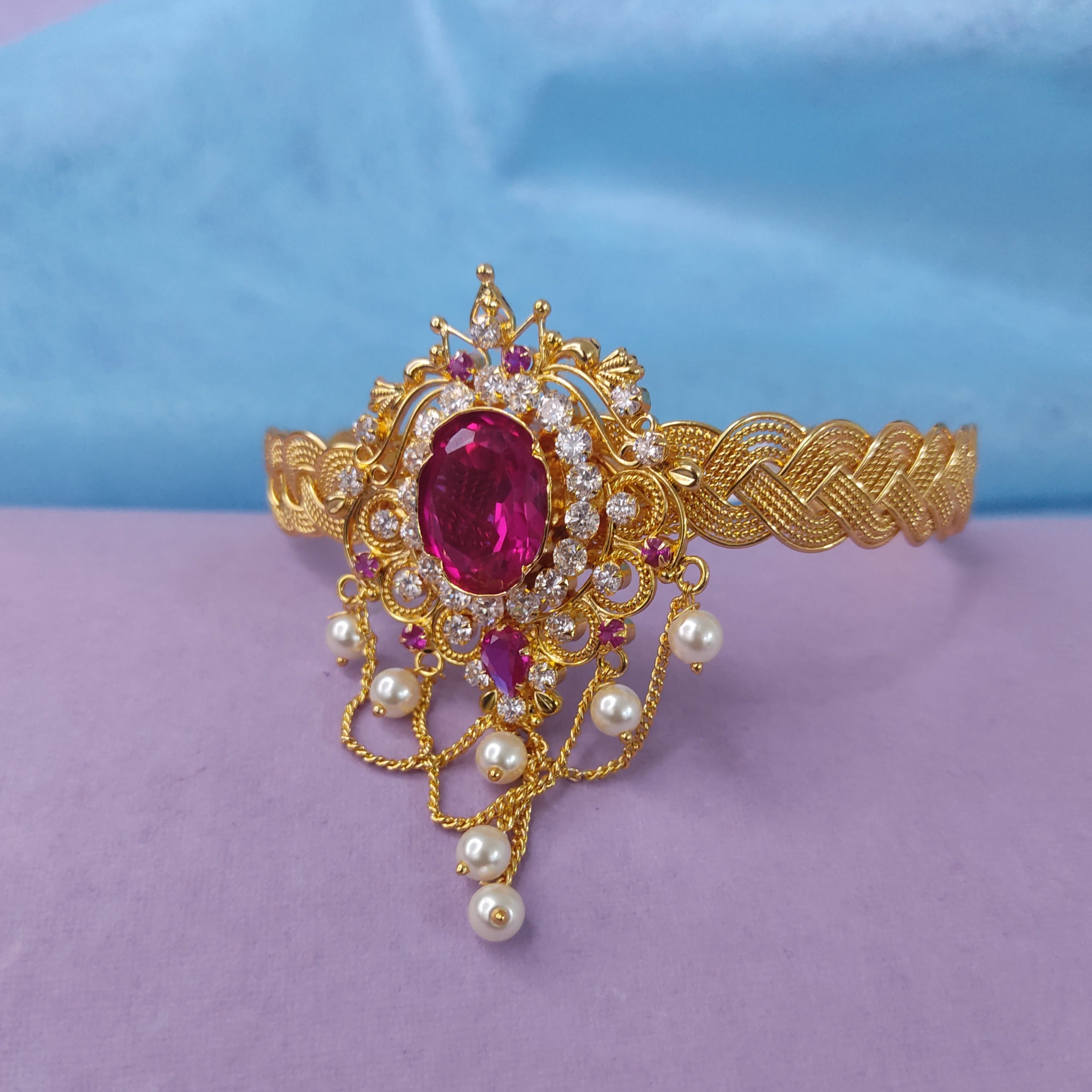 Armlet/Bajuband Pink Stone Studded Wedding Wear