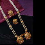 Rajwadi Style Necklace Set With Emerald Green Beads