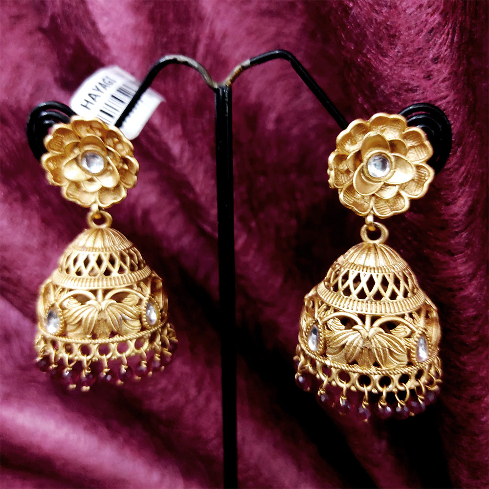 Gold tone pink-green round palakka Kerala style Lakshmi stud/earrings –  dreamjwell