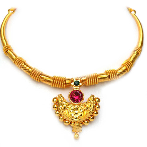 Pipe Thushi- Golden Pipe Thushi Chandrakor Pendant
