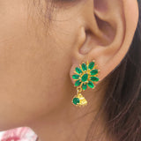 Emerald Green Stud Earrings In Golden