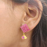 Earrings Stone Studded Golden Tone