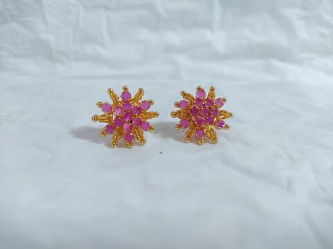 Golden Tops Broad Design Pink Stones Studded