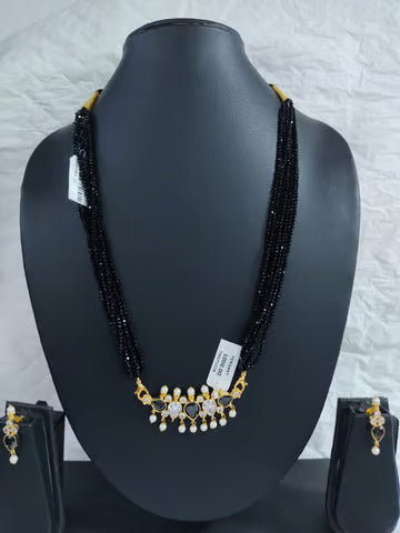 Black Crystal Mala With Tanmani Pendant