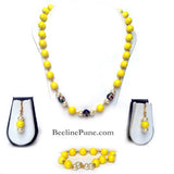 Yellow Beads and Pearl Set Fashionable necklace - Beeline 