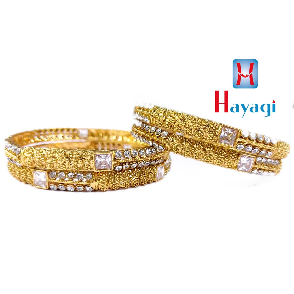 Order Anshi Art Kundan & AD silver golden Bangle set Online From Anshi Art  - Artificial Jewellery Whole Sale,Noida