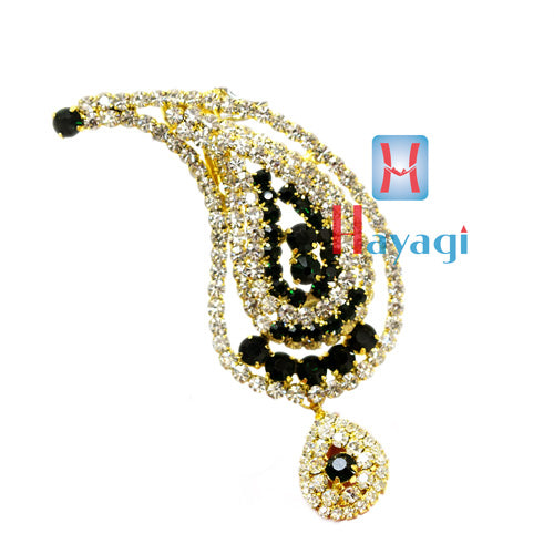 White & Green Colour Stones Brooch Golden Plated