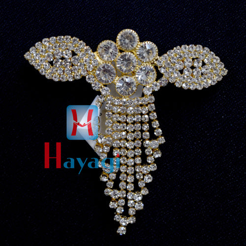 Brooch Pendant With Golden Plated White Stones