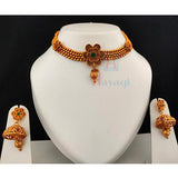 Buy Short Necklace/Choker Set Flower Pendant Matte Finish _Hayagi (Pune)