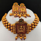 Traditonal Short Necklace With  Temple Laxmi Pendant