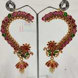 Multicolor Stone Studded Ear Cuffs Traditional Gold Finish With Jhumki