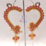 Multicolor Stone Studded Ear Cuffs Traditional Gold Finish With Jhumki