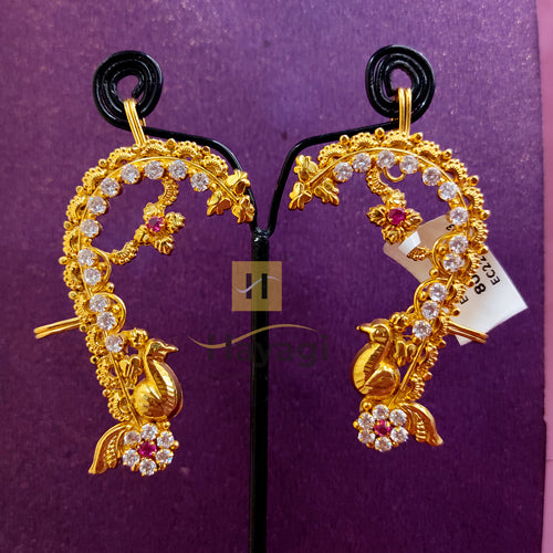Buy Gold Peacock Full Ear cuff Real Kemp Jhumki Jhumka Earrings