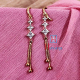 Gold plated White Stone Studded Drop Earrings