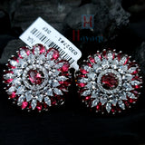 Broad AD Ear Studd/Earrings Red Stoned