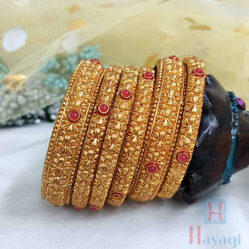 Buy S L GOLD 1 Gram Gold Micro Plated Traditional Pavalam Bangles for Women  and Girls (6.5-6.9 mm) at Amazon.in