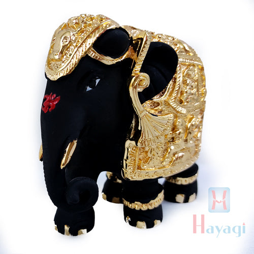 Black Hatti Gajantlaxmi/ Gajalaxmi Statue Ornament Down Trunk