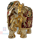 Meenkari Gajantlaxmi/ Gajlaxmi Gold Finish Elephant Statue Down Trunk