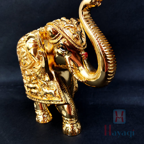 Gajantlaxmi/Elephant Gold Color Elephant Statue for Gifting Up Trunk