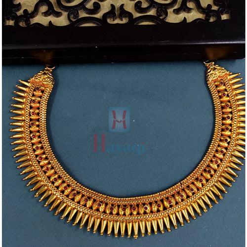 1 Gram Golden Short South Pattern Necklace Bridal Wear