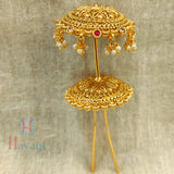 Golden Khopa Pin For Bun Hairstyle