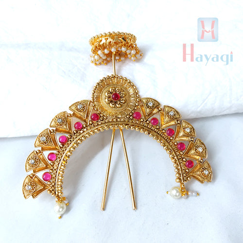 VAGHBHATT Southern Aambada Juda/Pin Hair Brooch for Women Hair Jewelry  Indian Hair pin Hair Decoration, Hair Brooch with Hook Wedding Bridal Hair  Accessories for Girls and Women : Amazon.in: Jewellery