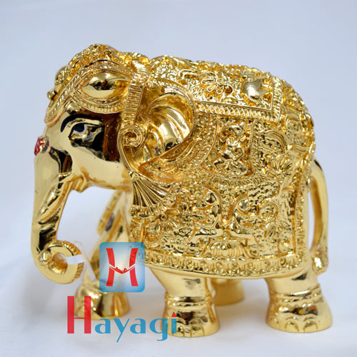 Gajantlaxmi/Golden Finish Elephant Statue For Ganesh Ganpati Down Truck