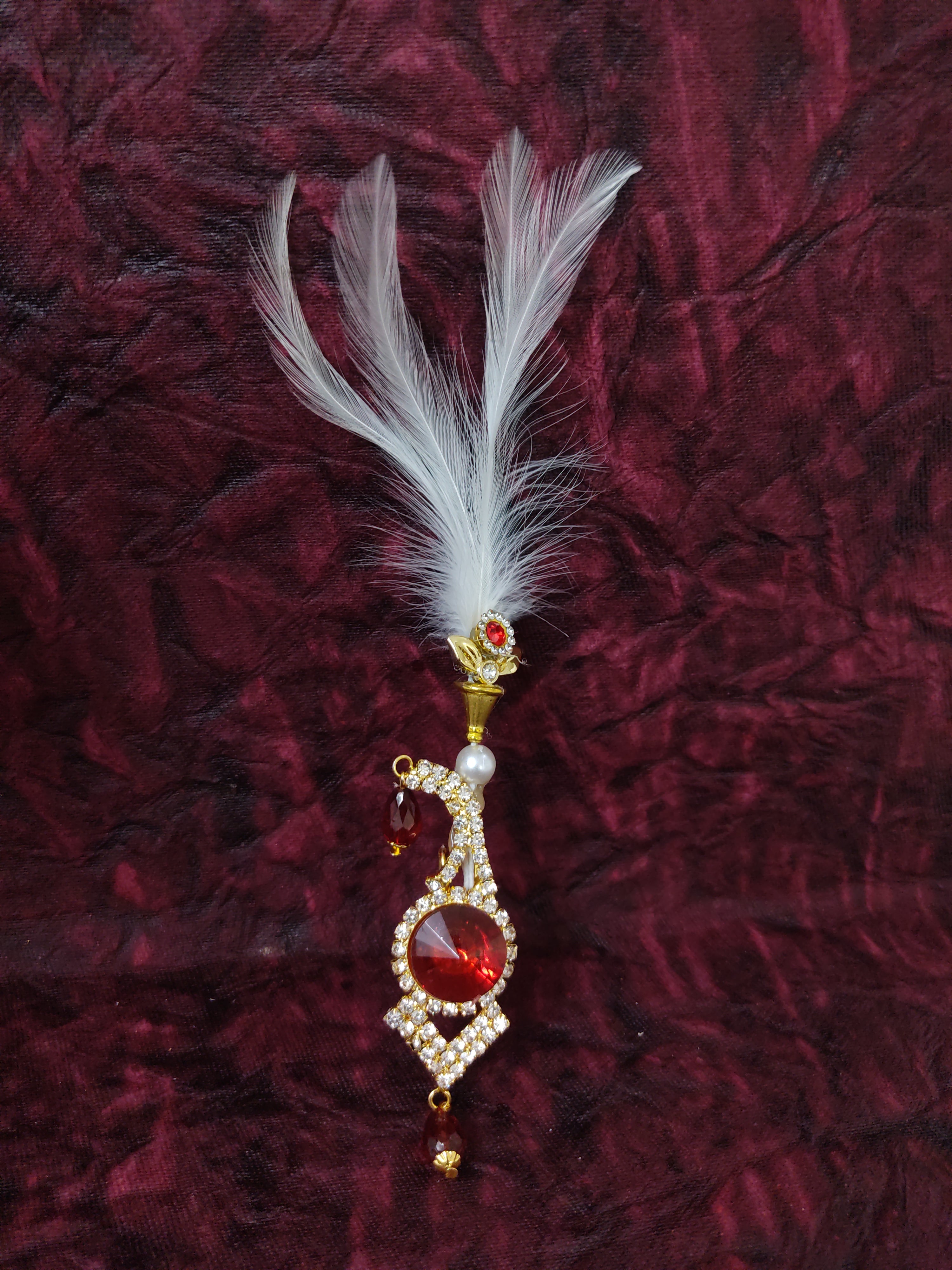 Dulha Kalangi Design in Maroon Colour With White Stones and Fur
