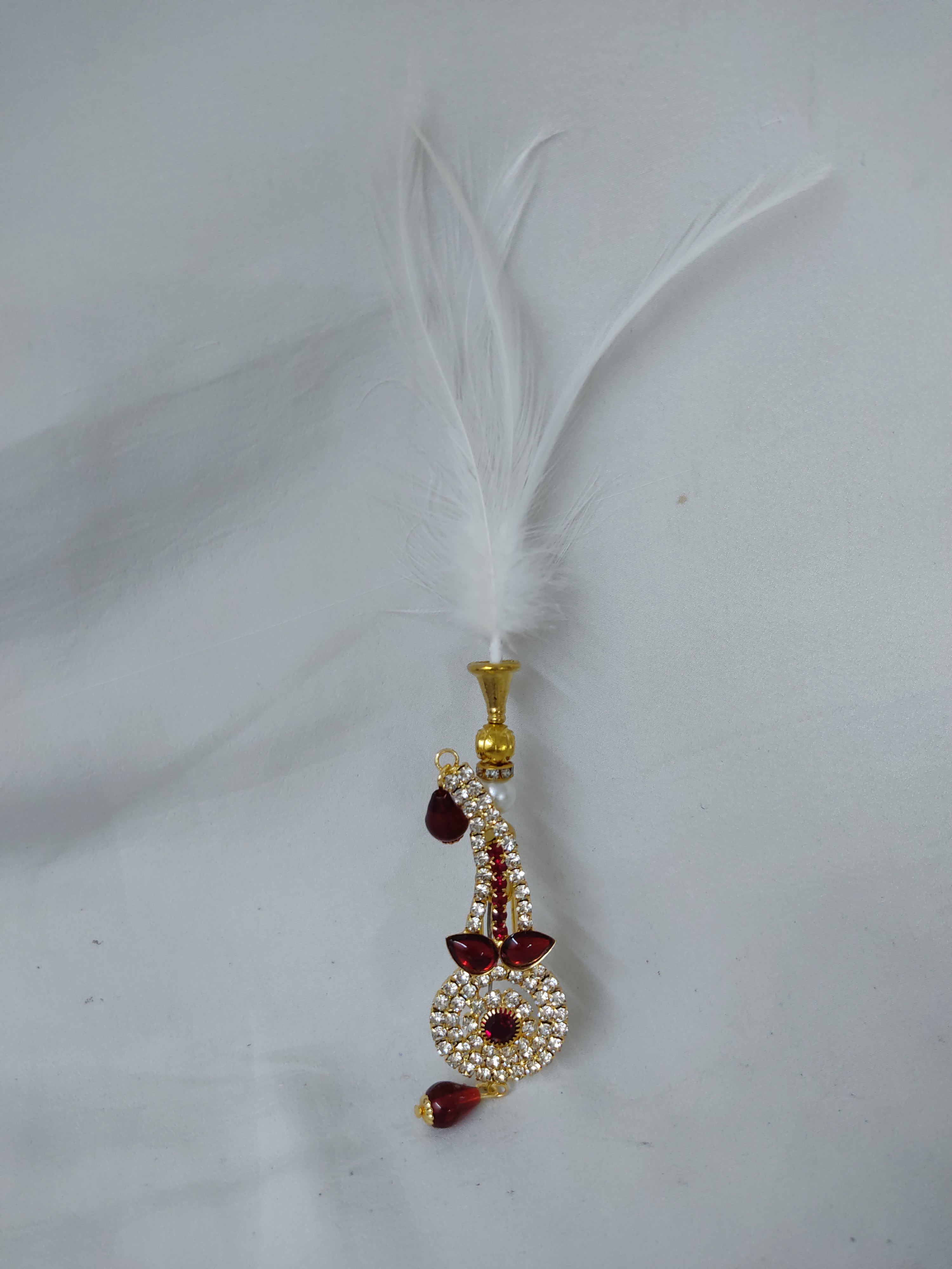 Groom Kalangi Design in Maroon Colour With White Stones and Fur