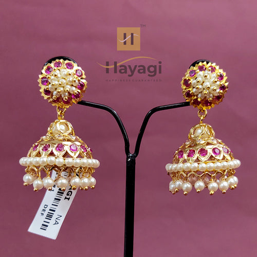 Buy online moti gold plated jhumkis.