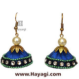 Silk/Resham Thread Blue Jhumka Earrings Online - Hayagi - Beeline  - 2