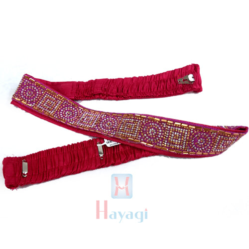 Fabric Cloth Wasitbelt/Hipbelt Golden Embroidery Red Stones – Hayagi