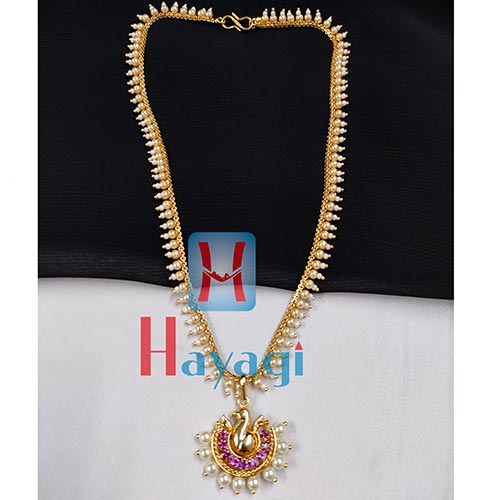 Mala With Peacock Pink Pendant Online