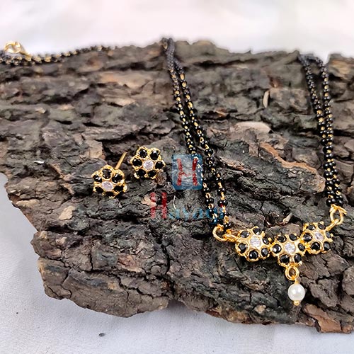 Mangalsutra Designs With Black Studded Pendants